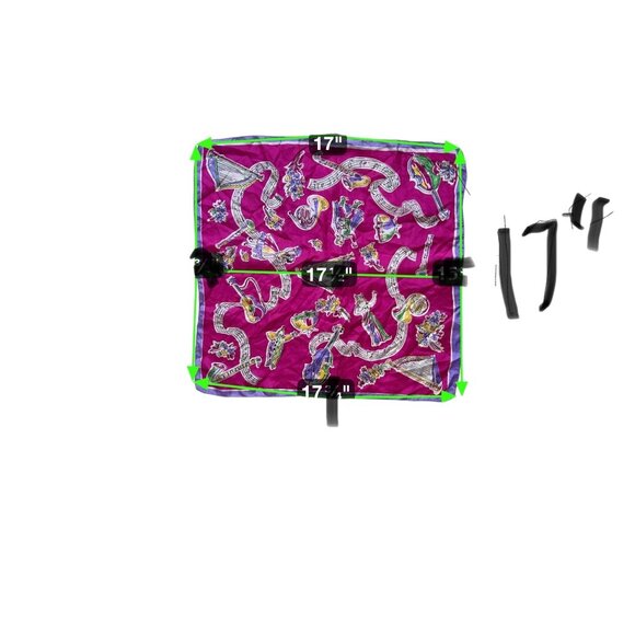 Vintage Pure Silk Scarf 17" X 17" Pink & Purple Musical Clown Design - Picture 6 of 8